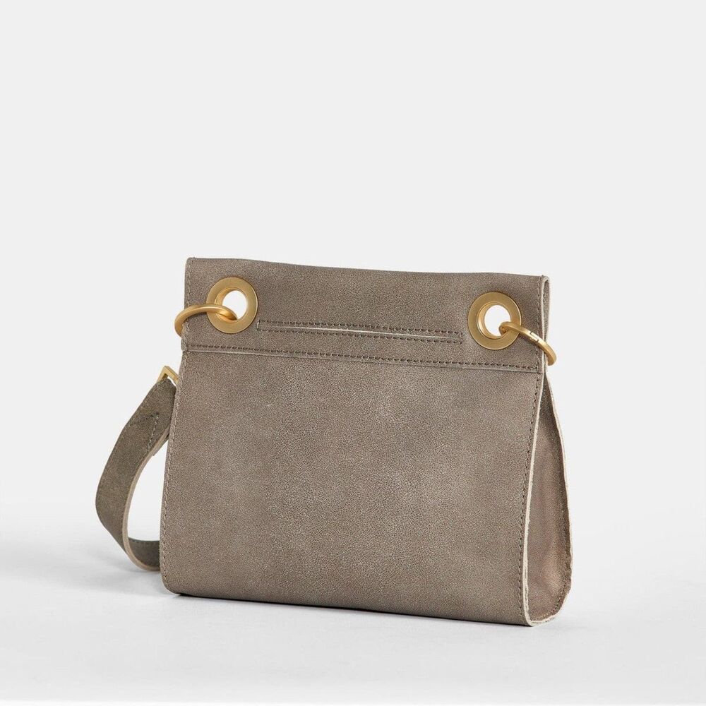 Hammitt Tony Small Pewter Crossbody NIB Brushed Gold Leather - Picture 12 of 15